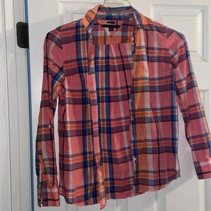 Tommy Hilfiger Striped Plaid Blouse